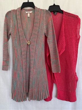 Bundle of 2 Cardigan Sweaters Eddie Bauer Krazy Kat Open-Front Knits Size S